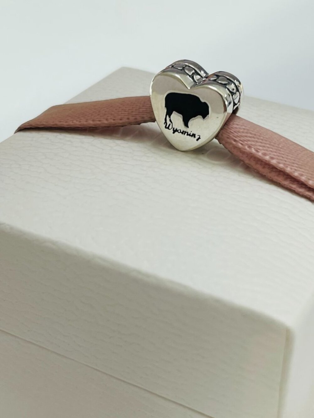Pandora Bison Wyoming State Heart Charm Travel Pendant